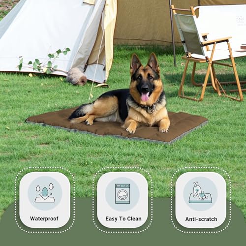 WESTERN HOME WH Hundedecke Outdoor für Unterwegs Hundedecke Wasserdicht Tragbar Hundematte Outdoor Komfort und Weiches Reisedecke Hund Wasserdicht Camping Hundebett, 110x68 cm (Braun)