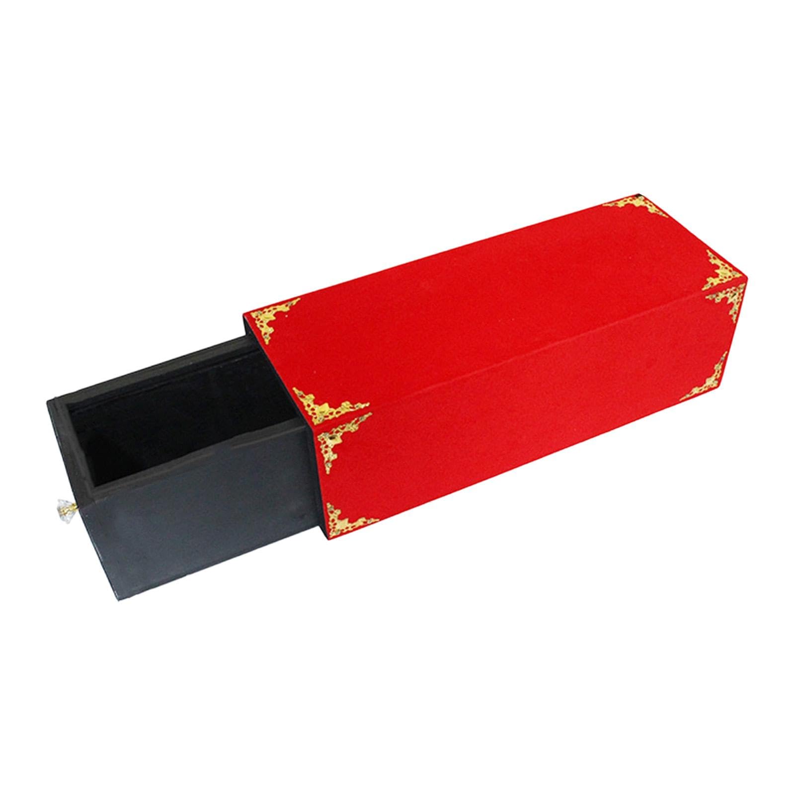 Zauberkasten Schubladenbox Holzkasten Zaubertrick Magier Aufklappbox Aus Edlem Holz für Spannende Illusionen für Geburtstage Feste Geschenke, Rot, 37 X 14 X 12 cm
