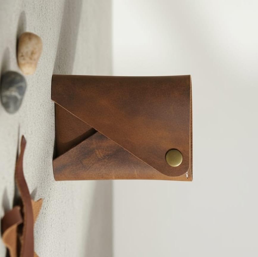 Image of Genuine Leather Card Holder Wallet for Men & Women | Slim Pocket Size Card Holder with Cash Slot | Debit Credit Visiting Card Organizer for Daily Use (Style 6)