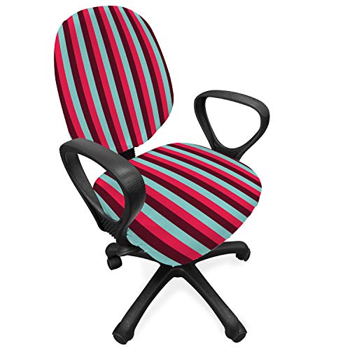 Lunarable-Striped-Office-Chair-Slipcover-French-Cafe-Restaurant-Tent-Inspired-Image-with-Stripes-Print-Protective-Stretch-Decorative-Fabric-Cover-Sky-Blue-Hot-Pink