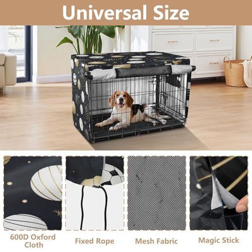 Housse Imperméable pour Cage Chien Chat Imperméable Motif Doodle Blanches - 5