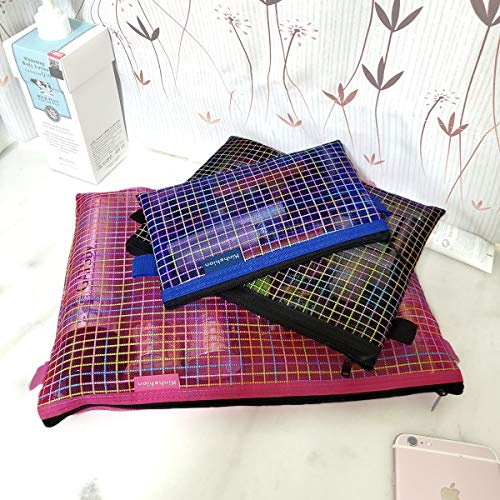 Zipper Bags, 6 PCS 3 Sizes, Mesh Zipper Pouch Clear Zipper Pouch Small Organizer bag Zipper Folder Bag Cosmetic Bags Travel Storage Bags, 3 Sizes, 6 Bags/Package, Colour Random.
