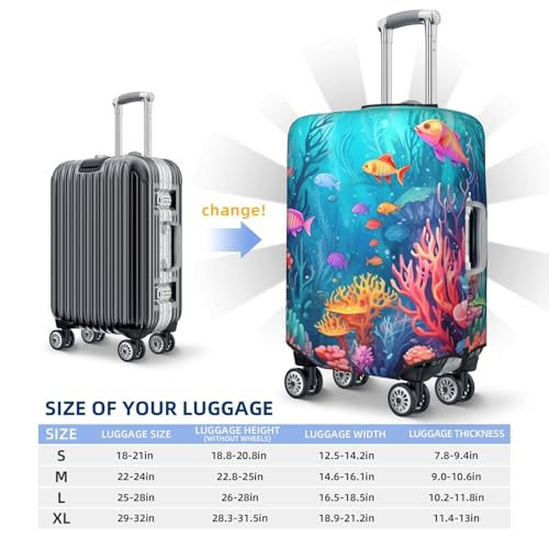 Beautiful Underwater World Travel Luggage Cover for Suitcase Anti-Scratch Fashion Suitcase Protector Washable Elastic Baggage Covers Fits 22-24 Inch Luggage for Travel Beach Holiday3