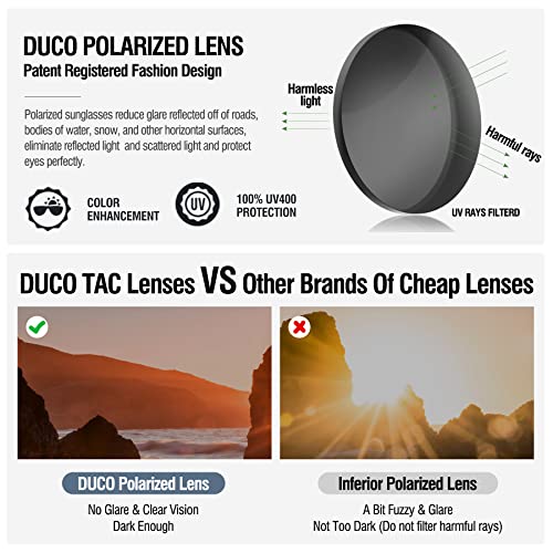 Image of DUCO Polarized Sunglasses Men Women Retro Classic Square Sun Glasses Oversized Vintage Metal Frame Trendy Shades DC3032