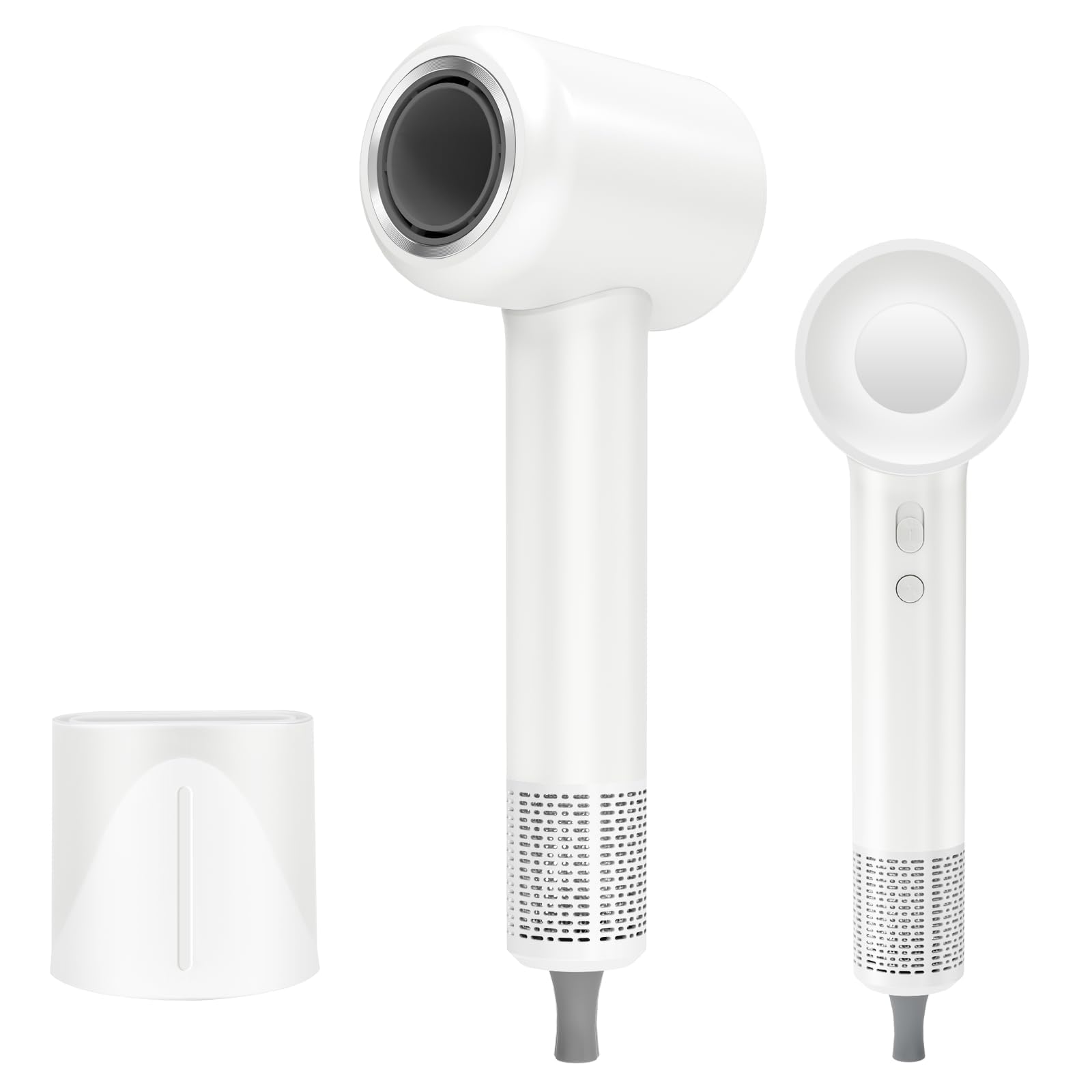 High Speed Ionic Hair Dryer - 1600W Brushless Motor, Fast Drying, Low Noise, Lightweight with Magnetic Nozzle, Constant Temperature, White