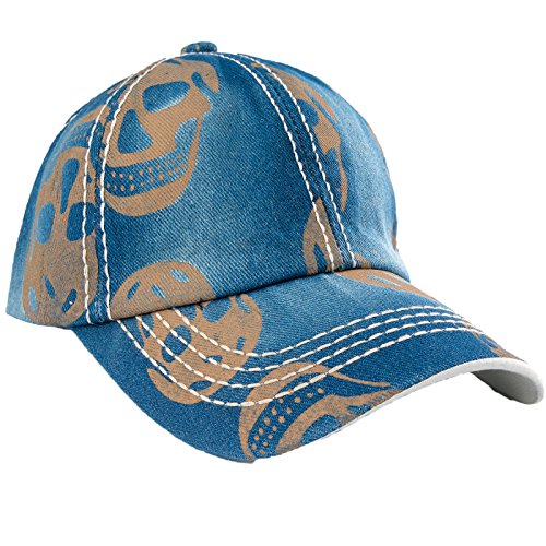 Romens Ltd Hombre Mujer Gorras De Béisbol Sombreros y Gorras Cap Skull Unisex Hat (Blue Gold)