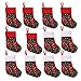 GSDJU Plüschtiere 12st Christmas Stockings Geschenke Candy Bag Kinder-Süßigkeit Socken Weihnachtsbaum Hauptdekoration Weihnachtsbaum Hang Anhänger Weihnachten Stock (Color : Red)