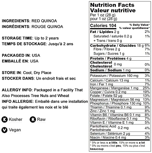 Miniatura 4 de Quinua roja, 12 onzas, semillas antiguas de grano entero, crudas, germinables, kosher, veganas, sirtfood, a granel. Ricas en aminoácidos y minerales