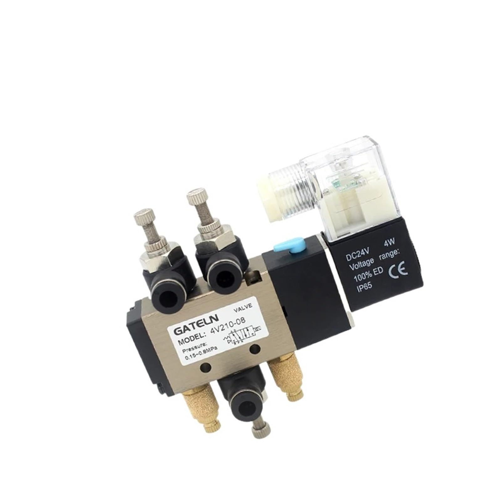QRUYHBAJU 4V210-08 air Solenoid Valve 5-Way 2-Position Gas Pneumatic Solenoid Valve 220V Port 1/4" Solenoid Valve(With 4mm Fittings-01)