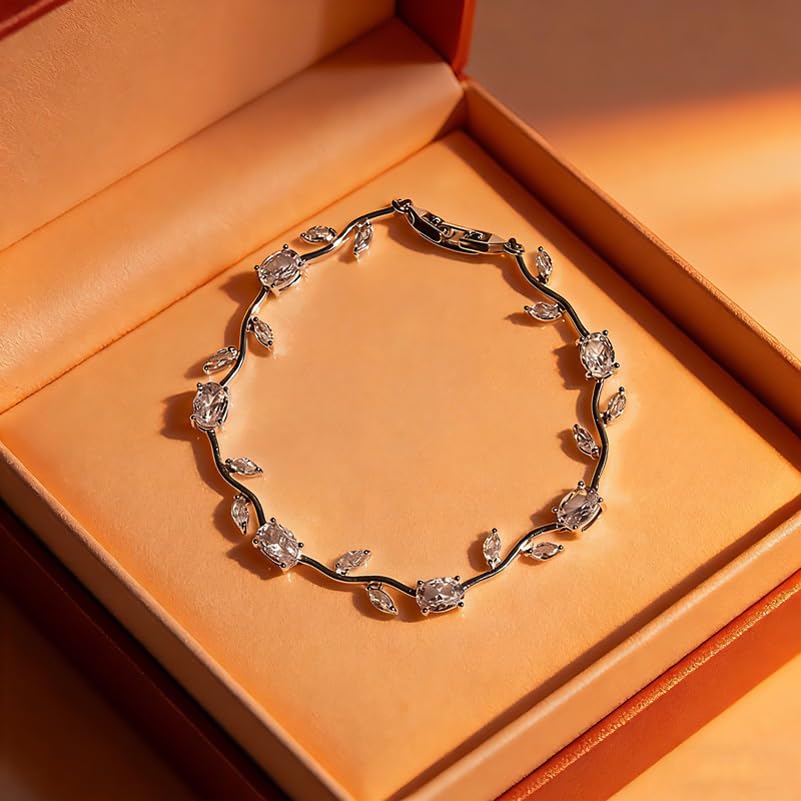Image of Shining Diva Fashion Tulip Bracelet for Women, Floral Crystal, Anti Tarnish Jewellery Stylish Bracelet Gifts for Girls
