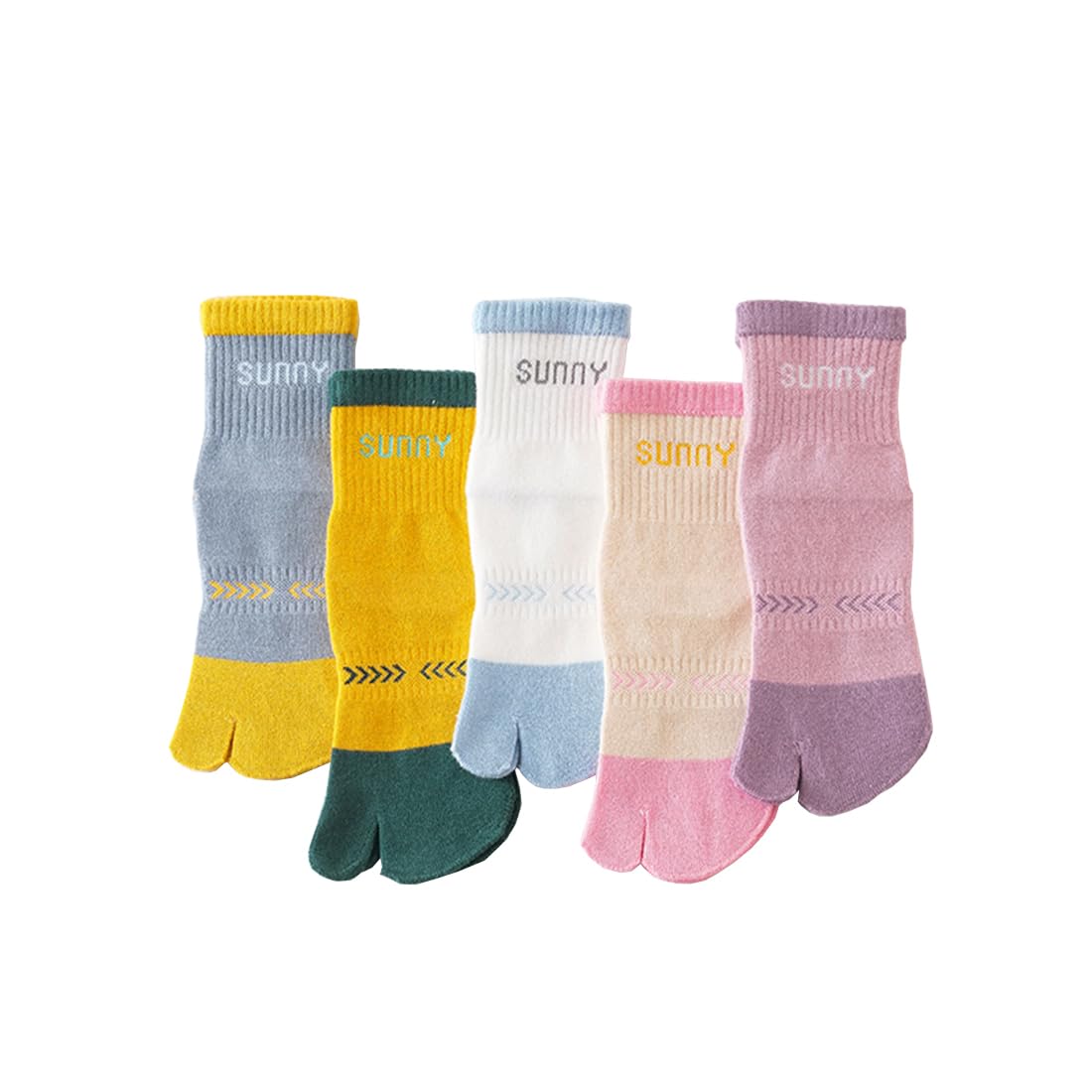 Lot de 5 paires de chaussettes Tabi à bout fendu en coton pour garçons et filles de 6 à 15 ans