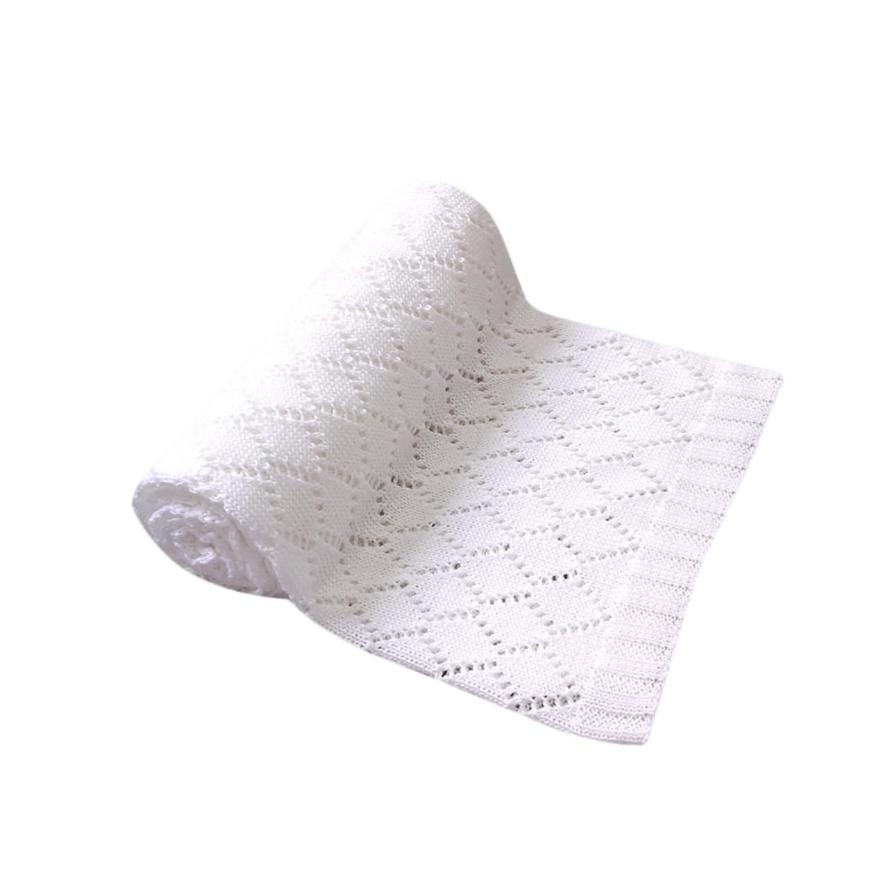 ifundom Coperta Carrozzina Neonata in Filato di Cotone Bianco, Lavorata | Design Traforato, Morbida e Calda, per Inverno e Autunno, Adatta a Passeggino