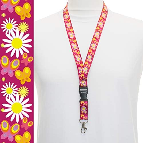 Rolseley Lanyard Neck Strap Cats/Kittens Pattern with Metal Lobster Claw Clip and Safety Breakaway for ID and Passes for Everyday Use at Office, School, Events