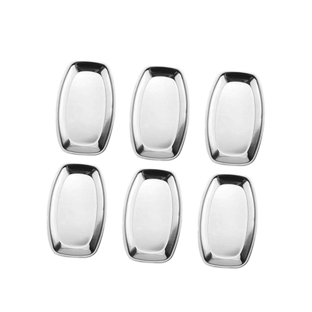 MAGICLULU Confezione da 6 Vassoi per Snack in Acciaio Inox Vassoi per Dessert Piatti Portaoggetti per Matrimonio Compleanno Natale