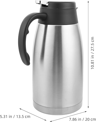Miniatura 5 de Stainless Steel Insulated Vacuum Coffee Carafe 2L Large Capacity Beverage Dispenser Metal Water Pitcher with Lid for Keeping Hot
