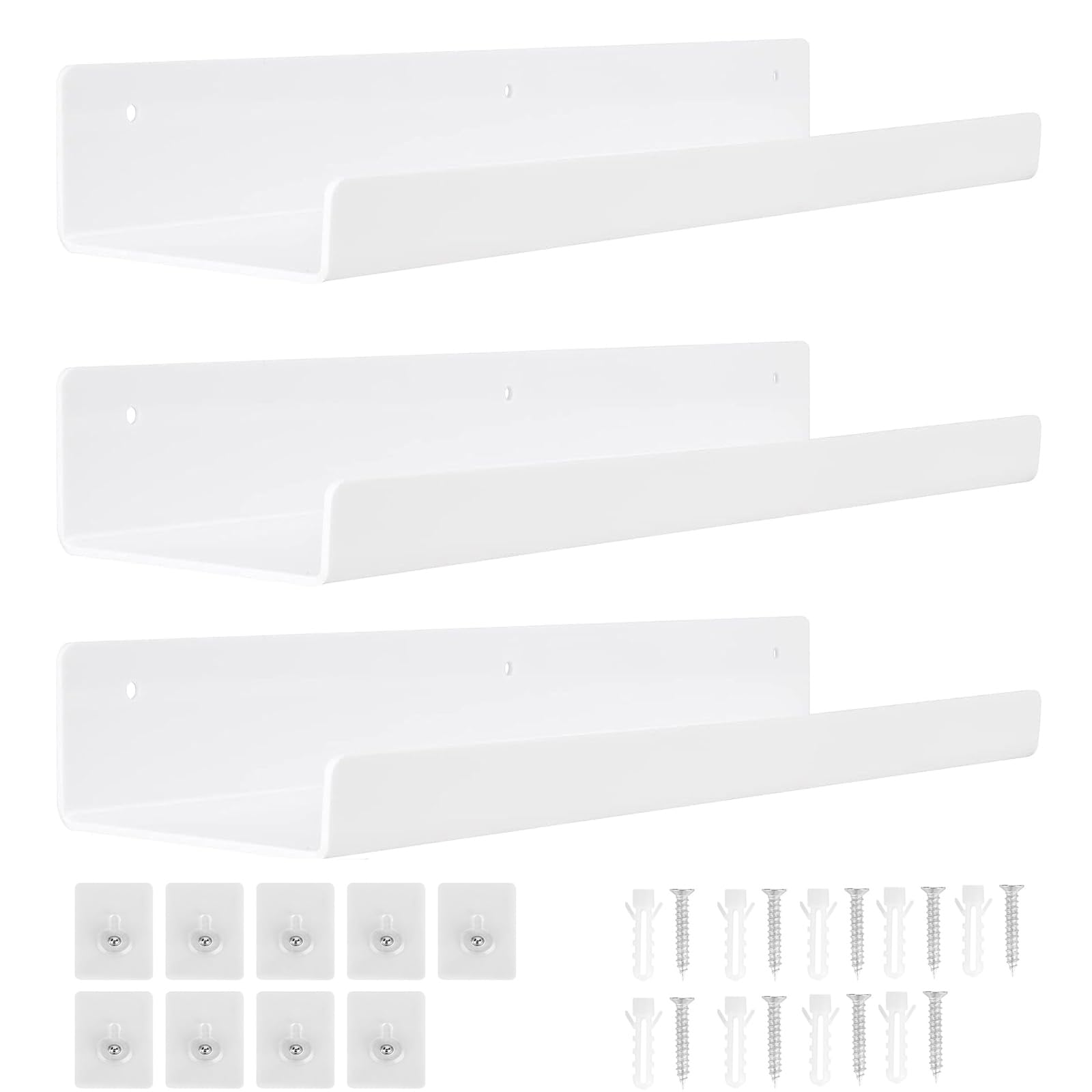 HASA zone 3 Packs Estanteria Pared Blanca Sin Taladrar, 30 cm Baldas Flotantes Pared Acrílico, Estante de Pared Flotante, Baño, Dormitorio, Salón, Cocina, Decoración de Habitaciones