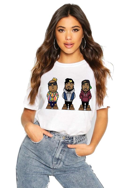 Epiko Oversized Biggie Dermot Tupaaac Round Neck Women Tshirt | Streetwear Oversized Tshirt | Halfsleeve Round Neck White Tshirt