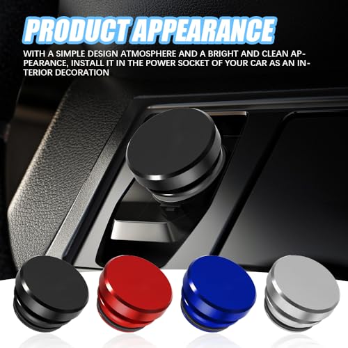 Image of Car Cigarette Lighter Plug Cover, Car Cigarette Lighter Dust Covers, Aluminum Alloy Cigarette Lighter Socket Cover Cap, Waterproof Plug Decoration Cover for Most Cars SUVs Trucks