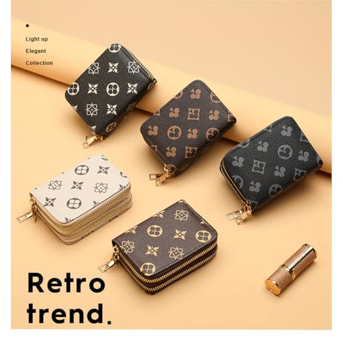 Credit Card Holder for Women Men，Retro Print Wallet with Double Zipper, Wallet Card Case，Business Accordion Wallets Gift2