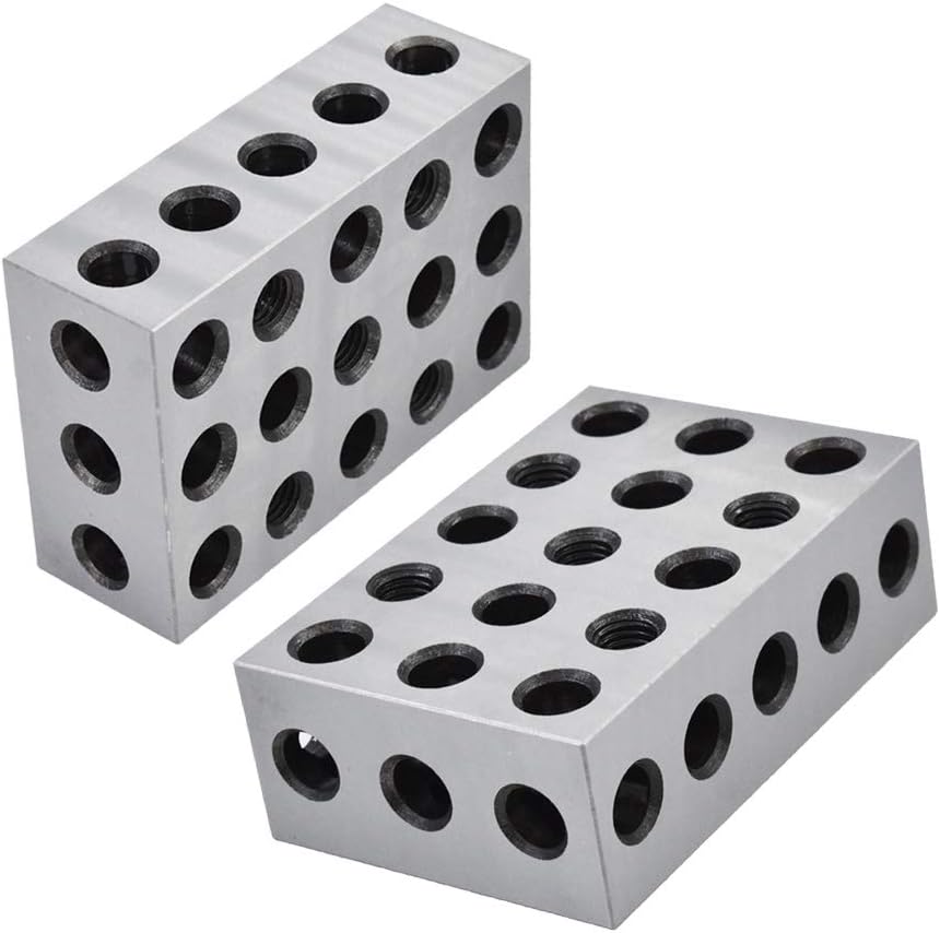 2-4-6 Blocks 23 Holes Blocks Set Matched Pair Hardened Steel for Milling Machine Woodworking