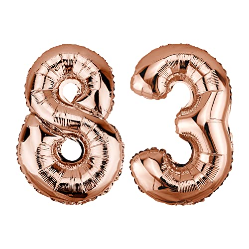 DekoRex Globo de plástico de color oro rosa, 100 cm, para cumpleaños, fiesta o boda (número: 83)