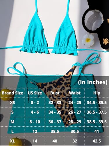 Image of ShawGobow Womens 3 Piece Leopard Bikini Set,Triangle String High Cut Thong Sexy Swimsuit & Coverup Skirt,Pool Party Outfit