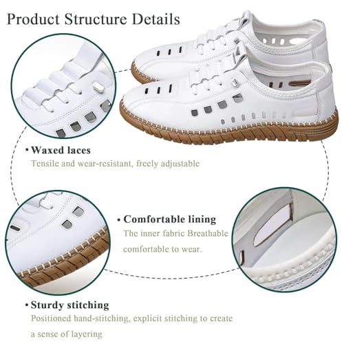 Men's Closed Toe Sport Sandals Leather, Non Slip Lightweight Breathable Dress Casual Comfortable Outdoor Walking Sandals with Straps for Beach2