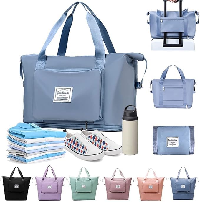 Large Capacity Folding Travel Tote Bag | Oxford Fabric Waterproof Lightweight Folding Duffel Bag Portable Expandable Travel Bag | Dry and Wet Carry On Bag (Multicolor) Large Capacity Folding Travel Tote Bag | Oxford Fabric Waterproof Lightweight Folding Duffel Bag Portable Expandable Travel Bag | Dry and Wet Carry On Bag (Multicolor)