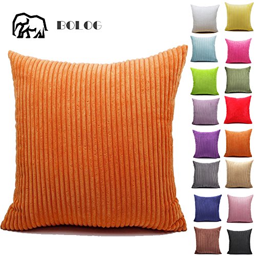 BOLOG Housses de coussin Throw Pillow Case Taies d'oreillers décoratives - En velours côtelé épais - Couleur unie - Orange - 35X50CM