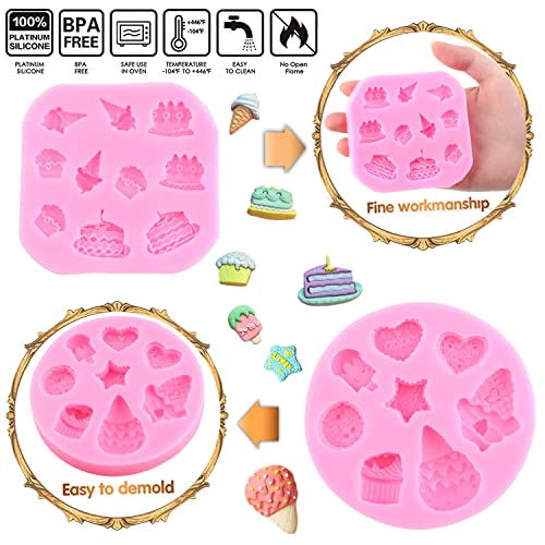 Mujiang Ice Cream Cones Silicone Mold Donut Fondant Molds For Cake Decorating Cupcake Topper Chocolate Popsicle Candy Cake Pop Polymer Clay Gum Paste Set Of 4 #TOP3