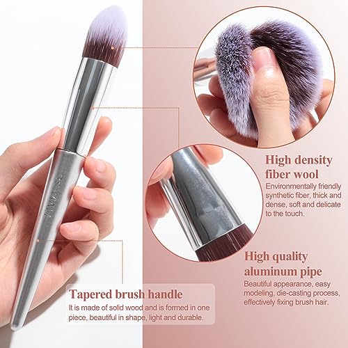 Image of BS-MALL Makeup Brush Set 18 Pcs Premium Synthetic Foundation Powder Concealers Eye shadows Blush Makeup Brushes with black case (F SILVER)