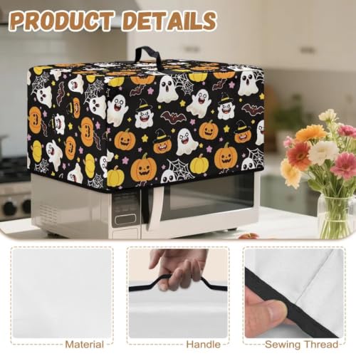 Image of Microwave Oven Dust Cover Decorative Air Fryer Toaster Oven Cover for Indoor Kitchen Halloween Decor, S, Cartoon Ghost Pumpkin Spider-Web Print