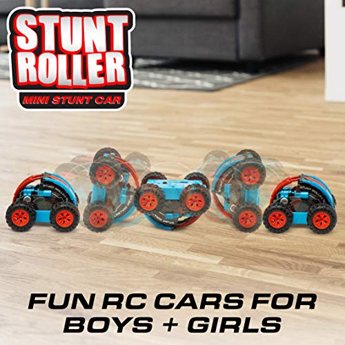 Power Your Fun Stunt Roller Mini Remote Control Car for Kids - Fast Mini Stunt RC Car, RC Toy Car 360 Flips, Tricks, and Spins with All-Terrain Tires and 2.4GHz Remote Control (Red/Blue) - Thumbnail 6