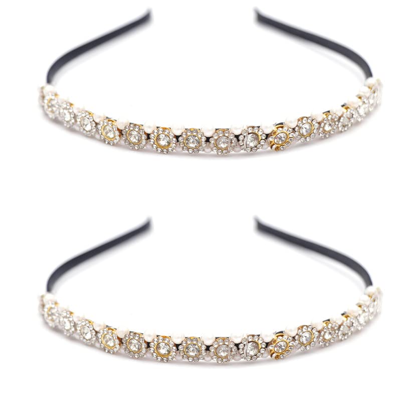 Navjai White Rhinestone Plated Sun Flower Design Plastic Kundan Hairband for Women Pack of 2 (B0B29CRJBG) Amazon Price History, Amazon Price Tracker