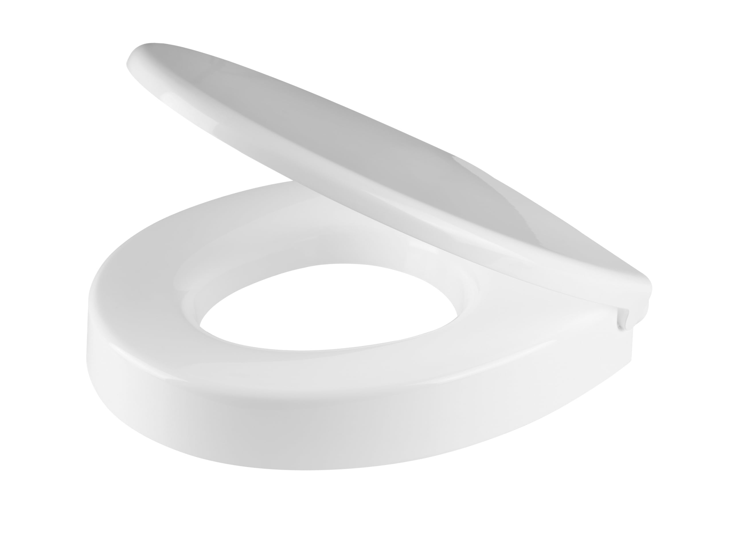 Grünblatt Health Care Toilet Seat - 8 cm Booster Seat with Enlarged Seat, Soft Close Mechanism, Extra Sturdy Attachment, Duroplast, White