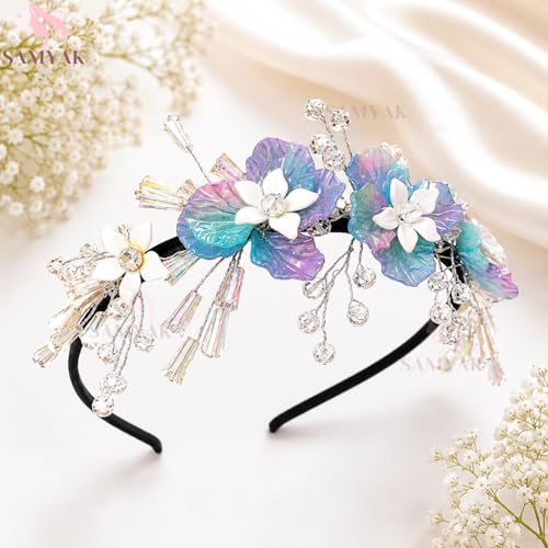 Image of Samyak Pearl & Crystal Hair Band Accessories For Women & Girls, Stylish Tiara Headband For Wedding Party Juda Bun Fashion For Bridal Hair Decoration Accessory