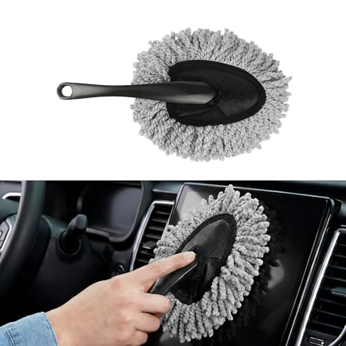 Rdxcv Car Dash Duster Brush, Soft Microfiber Multi-Functional Auto Dash Dust Cleaning Brush, Scratch Free Dusting Tool for Cleaning Vehicle Home Kitchen Computer, Car Accessories (Gray)