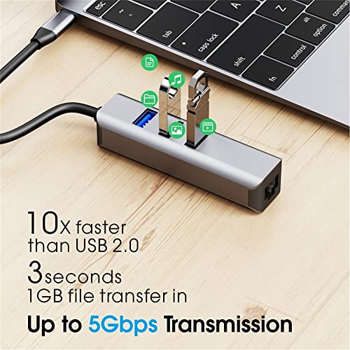 SZAMBIT 4 em 1 USB C para RJ45 Ethernet com USB 3.0 Hub Adaptador Placa de Rede USB Lan Para MacBook
