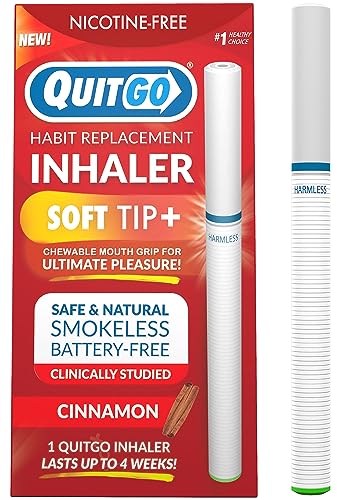 QuitGo Habit Replacement Inhaler with Soft Tip Chewable Mouth Grip Oral Fixation Support Clinically Studied Made in USA (Cinnamon 1 Pack)