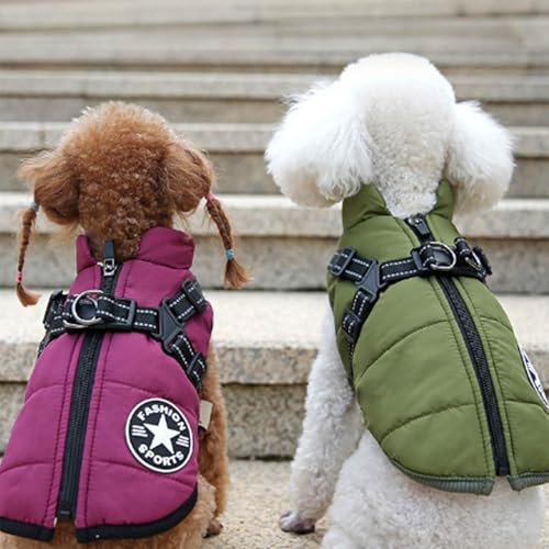 Eezita Dog Coat Winter Puppy Coats Harness Coat Dog Harness Puppy Jacket Vest ClothesReflective Waterproof Dog Coats with Harness for Small Medium Dogs - Image 2