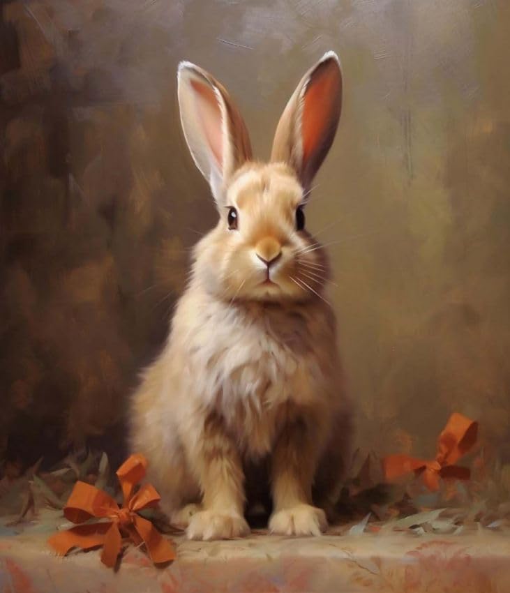 ZMHZMY DIY Oil Painting Paint by Number Kit Rabbit Hare Bunny DIY Painting by Number Kits Oil Paint Drawing Canvas Home Decor,40x50cm Without Frame