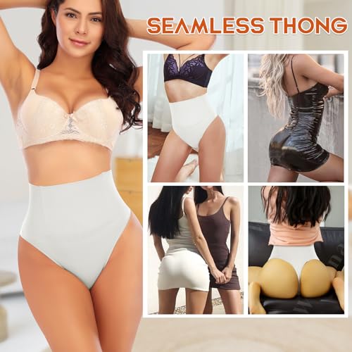 Image of Werena Tummy Control Thong Shapewear for Women High Waist Shaping Underwear Seamless Thongs Panties
