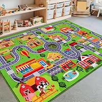 Autoteppich für Kinder, Kinder-Auto-Spielmatte, extra rutschfester Verkehrsstraßenteppich für Kinder, pädagogische Automatte mit Stadtplan für Spielzimmer, Jungen-Schlafzimmer (150X100CM, Classic)