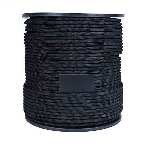 Vkospy Xinda, Corda di Sicurezza ad Alta Resistenza da 8 mm, 10 KN, per attività all’Aperto, Escursionismo, Emergenza, Arrampicata su Roccia, cavigliera, Nero