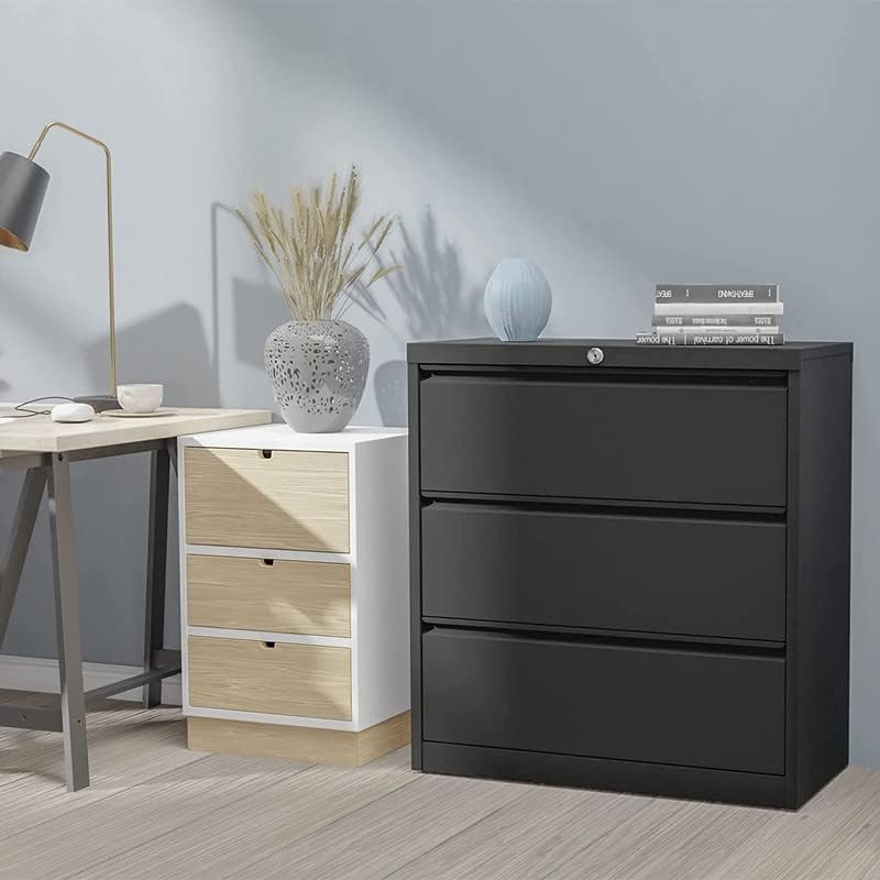 Miniatura 2 de Aobabo Archivador vertical de 3 cajones, 35.55 pulgadas de ancho, archivador vertical de 3 cajones con cerradura, muebles escolares de oficina en