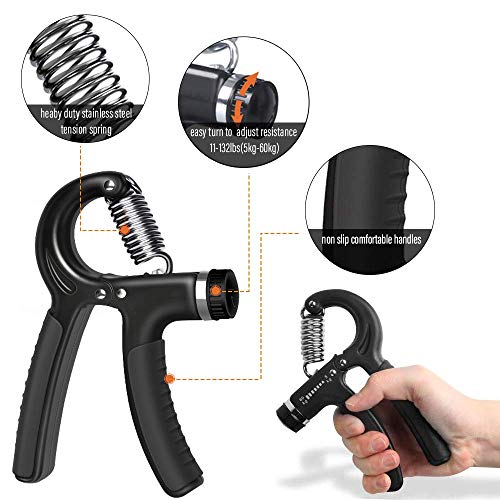 Image of Serveuttam Hand Grip Strengthener, Strength Trainer with Finger Exerciser, Forearm Workout, Finger Stretcher, Stress Relief Ball (Combo Hand Grip) (Multicolour)
