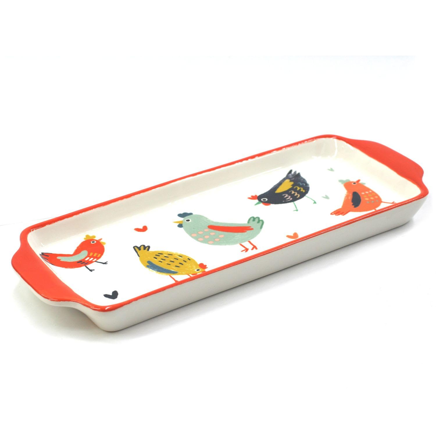 Tabac du Bassigny Plat à Cake en céramique collection Poules Blédine