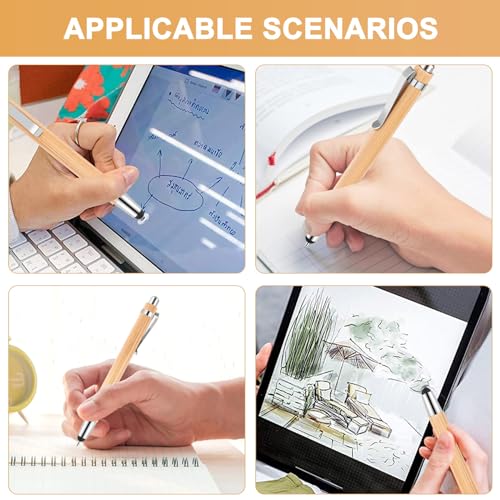 Stylos en bambou rétractables avec pointe stylet tactile intégrée - 4