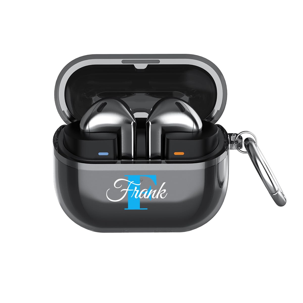 Design Case with Galaxy Buds 3 Pro/ Buds3 / Buds 3 (2024) Charging Clear Case Cover, Personalized Name Letter Monogrammed Gift,Transparent Black with