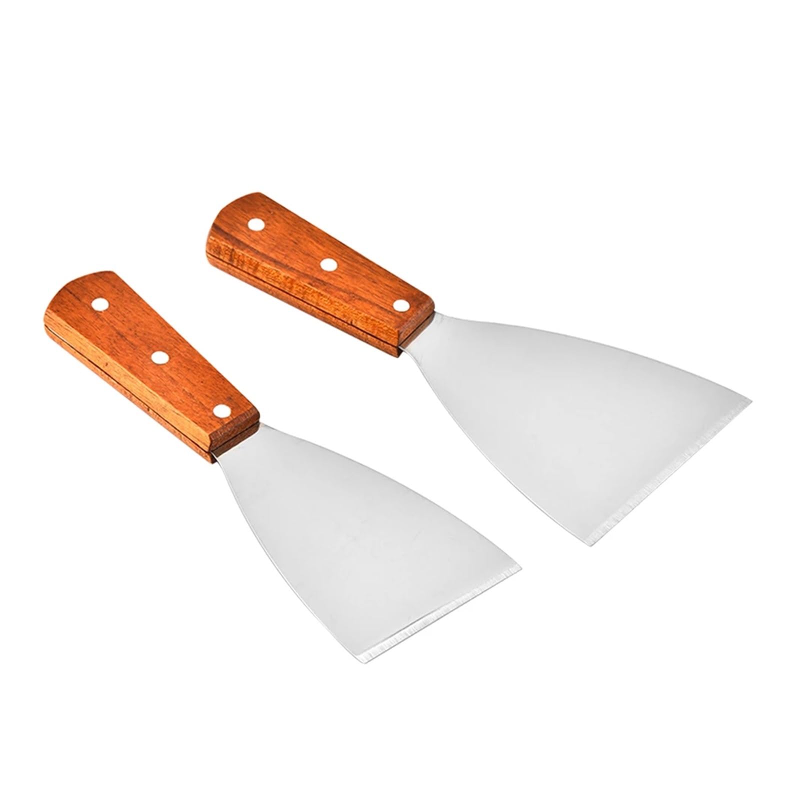 2 Stück Edelstahl Holz H Kochspatel Spatel rutschfeste ergonomische Küchenhelfer for Steak Pizza Kochutensilien